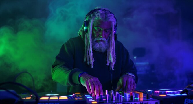  Senior DJ and Music Producer in Neon Studio.On the International Day of the Elderly