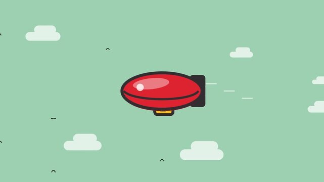 Red Blimp Flying In The Sky Motion Design Illustration Graphic Element To Showcase Travel And Logistics Concepts In A Playful And Modern Manner