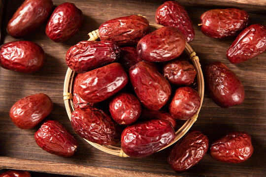 closeup of jujube fruit, Dried chinese red date