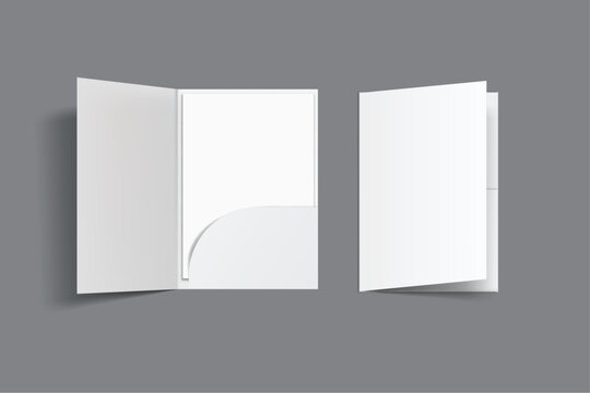 3D A4 Size Single Pocket Folder, open Leaflet, bifold mockup isolated on background. Blank folder paper template for business presentation document, flyer, catalogue, advertising or any creative work