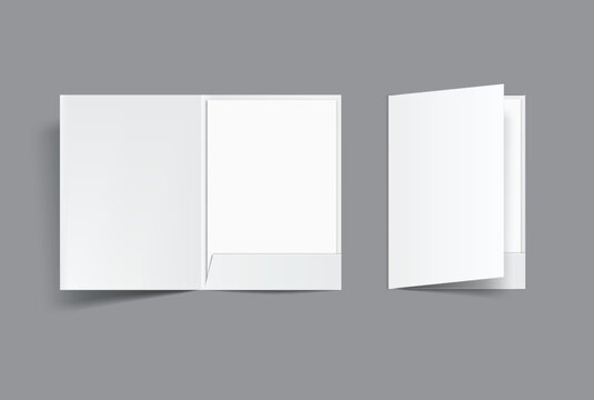 3D A4 Size Single Pocket Folder, open Leaflet, bifold mockup isolated on background. Blank folder paper template for business presentation document, flyer, catalogue, advertising or any creative work