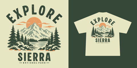 Obraz premium Classic Outdoor Mountain Vector Artwork with Retro Aesthetic
