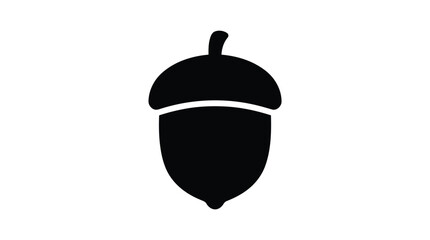 black silhouette of an acorn on a white background © Joy
