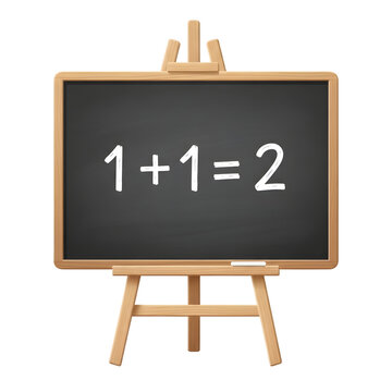 Chalkboard showing simple math equation with easel