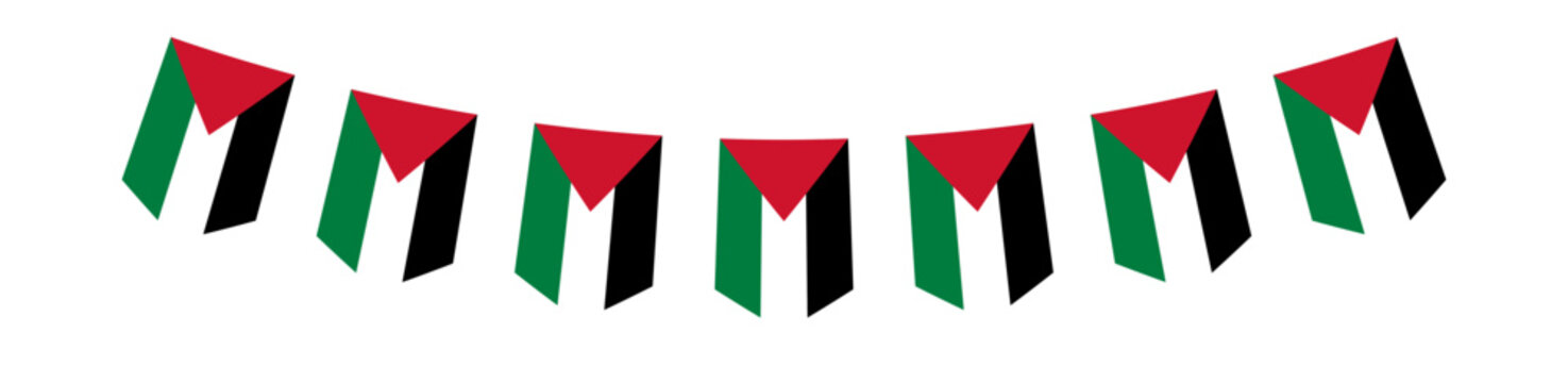 Palestine flag bunting garland hanging party decoration illustration celebration