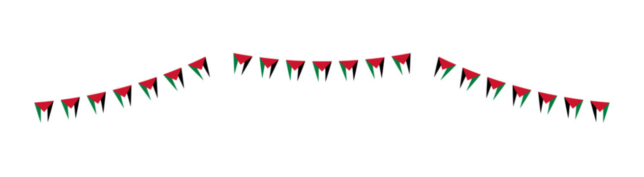 Palestine flag hanging bunting garland festive triangular pennants illustration