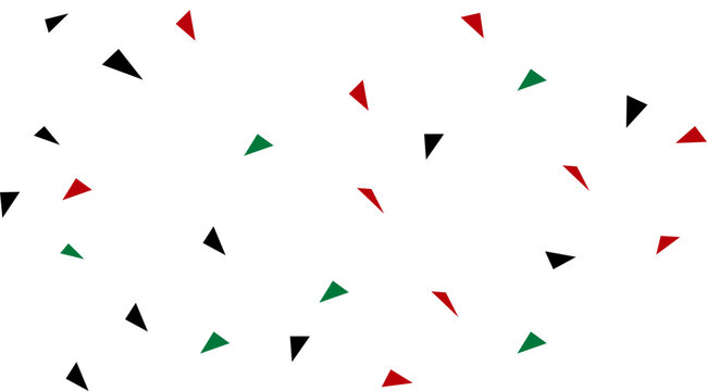 Scattered triangle confetti palestine flag colors red black green illustration festive patriotic celebration party decoration