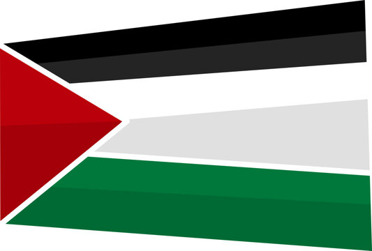 Waving palestine flag illustration flat design national patriotic symbol emblem