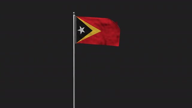 Seamless Loop Waving National Flag of East Timor Long Shot Alpha Channel