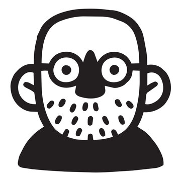 Diverse people avatar portraits featuring happy bald man with beard