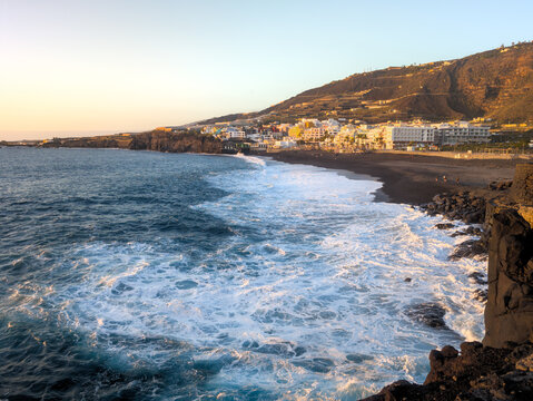 Rough Atlantic Waves at the Black Sand Beach of Puerto Naos on the island of La Palma (Spain)