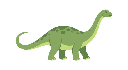 Fototapeta premium Green brachiosaurus illustration on a white background depicts a long necked dinosaur
