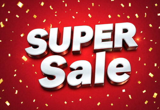 Bright and eyecatching super sale promotion banner with glittering confetti background perfect for discounts
