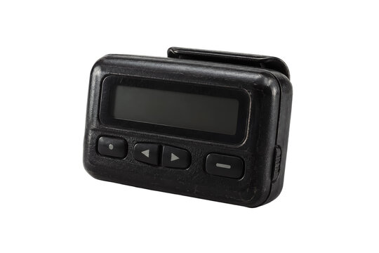 Black digital pager on white background