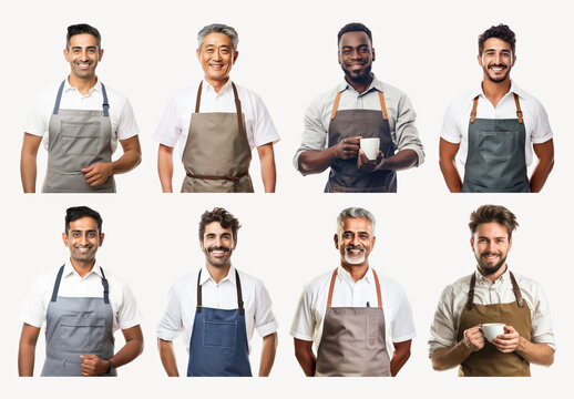 Diverse Baristas Smiling Confidently Element Set