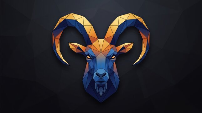 geometric ram head illustration with vibrant colors