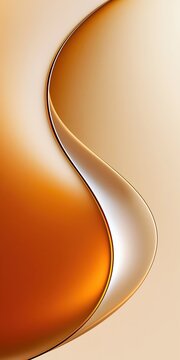 Mobile wallpaper with abstract background in copper orange and beige featuring metallic curves glossy gradient and vertical design