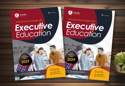 Professional Executive Education Program Flyer Template Colour Red
