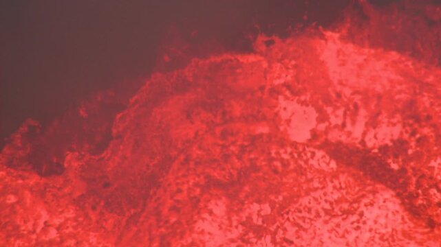 Molten Lava Churns Violently In Crater Of Active Volcano