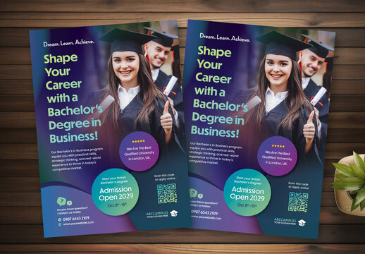 Executive Business Education Training Flyer Template Colour purple