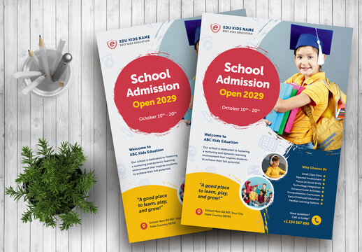 School Admission Open Education Flyer Template Colour white and red