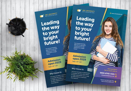 University Career Education Program Flyer Template Colour Blue