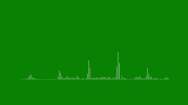 Dynamic white audio frequency visualizer, abstract music beat rhythm wave spectrum, transparent background sound meter loop,  4k podcast line effect