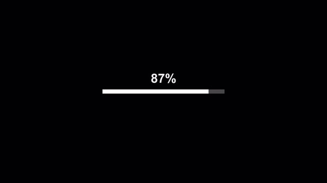 Progress bar animation with percentage on transparent background