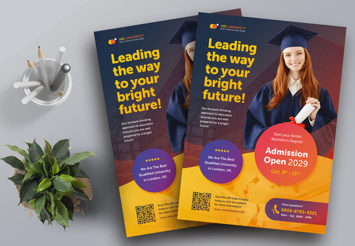 Modern College Admission Education Flyer Template Colour Yellow