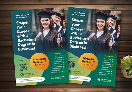 Creative University Admission Education Flyer Template Colour Green