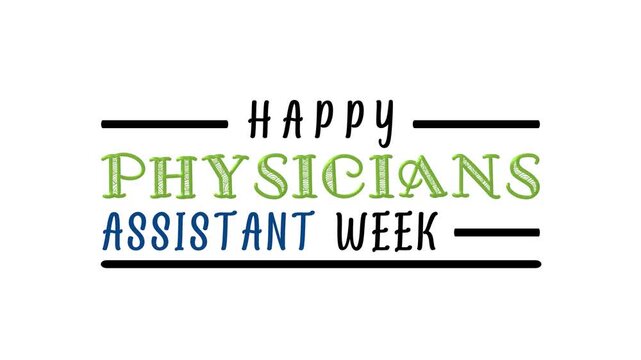 Happy physicians assistant week text animation suitable for social media posts and presentations.