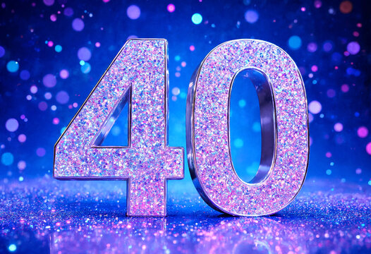 Shimmering Sparkling Glitter Numbers Forty Displaying Celebration Style Design