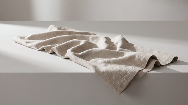 Cozy Textured Throw Blanket on a Minimalist Shelf, Soft Fabric Detail