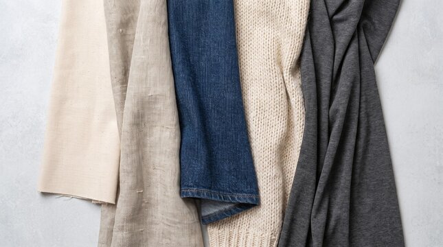Cozy Knitwear Collection: Sweaters and Scarves Layed Flat