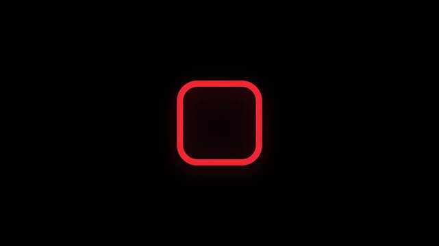 Neon red checkmark animation on black background, minimalist ui success icon for digital interfaces and motion