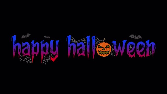 Happy Halloween Animated Text With Alpha Channel