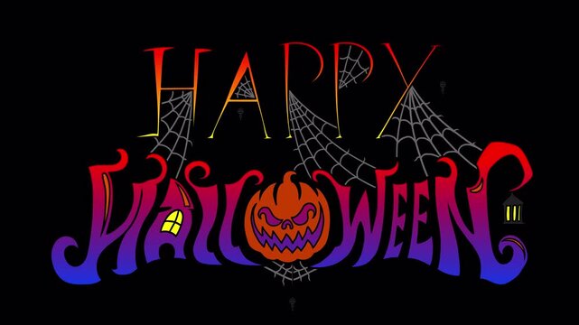 Happy Halloween Animated Text With Alpha Channel
