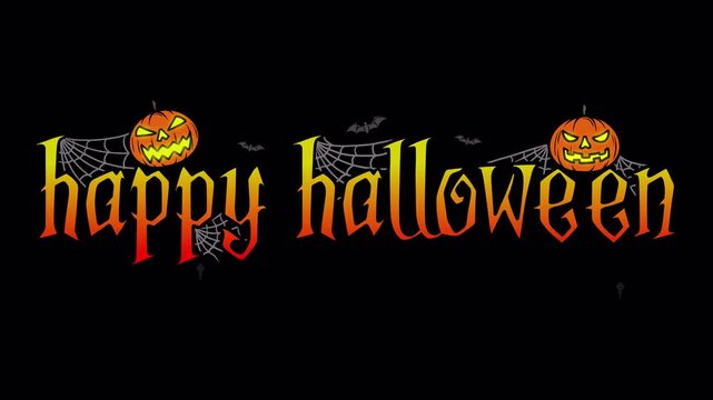 Happy Halloween Animated Text With Alpha Channel