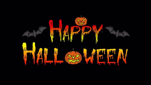 Happy Halloween Animated Text With Alpha Channel