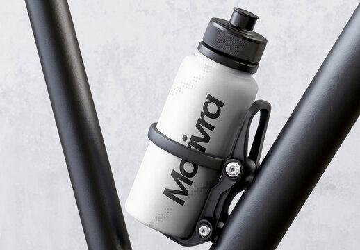 Bike Water Bottle Mockup PSD On A Frame