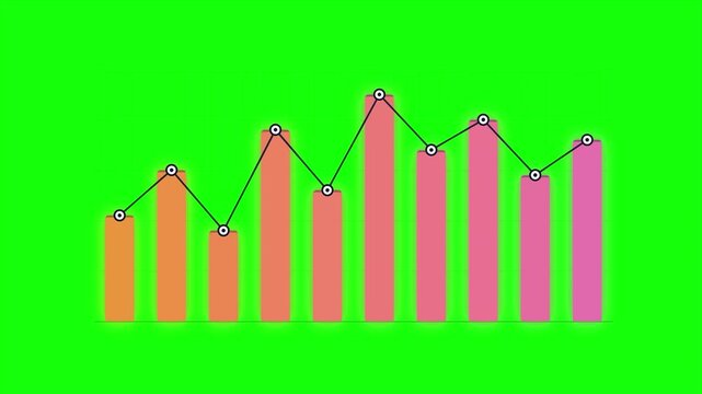 Vibrant Orange to Pink Gradient Financial Chart Animation on Green Screen