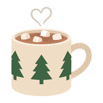 Pine Tree Beige Mug Cocoa