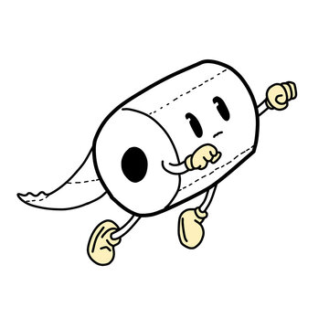 Cute running toilet paper roll character art