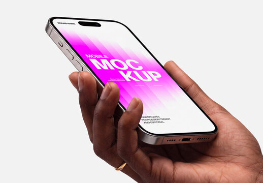 Hand Holding Smartphone Screen Mockup