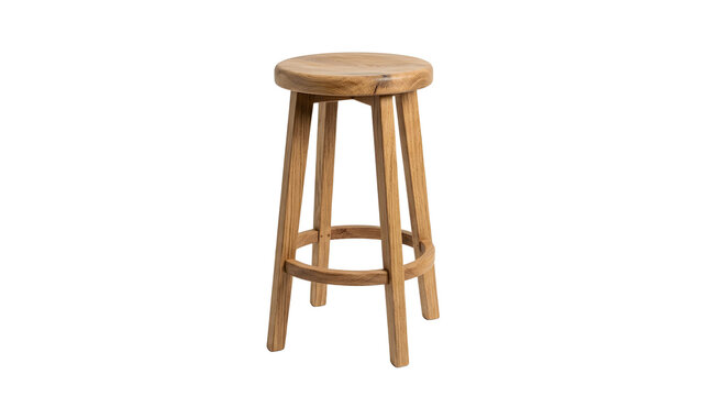 Wooden bar stool isolated on white background, ideal for kitchen and furniture design projects, and creative projects, high quality visuals, modern branding needs, advertising campaigns