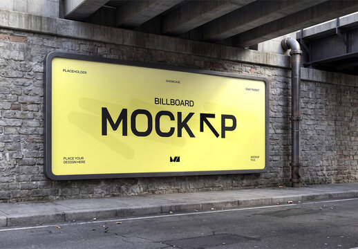 Outdoor Billboard Mockup on Brick Wall