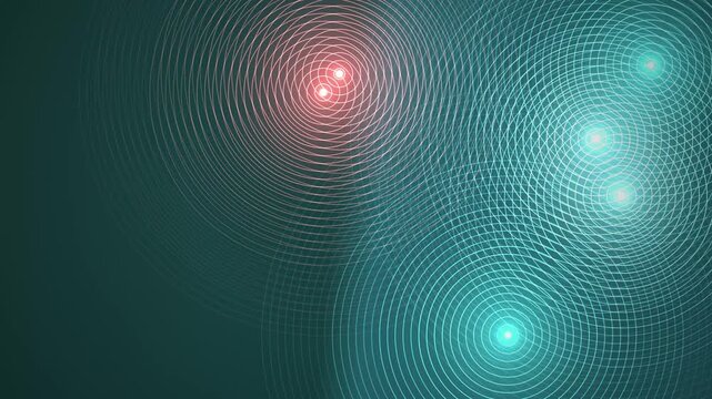 Abstract Glowing Cyan and Coral Ripples Looping Motion Graphic