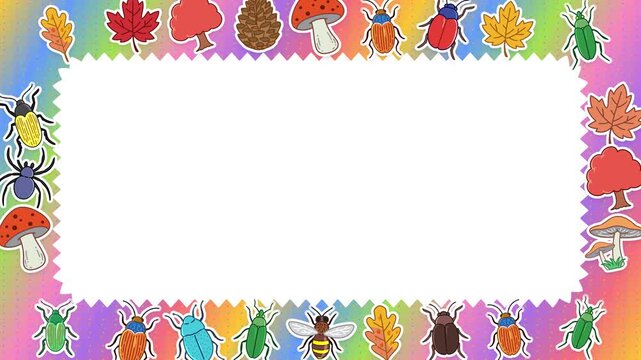 Colorful Crayon Nature Frame with Copy Space Loop
