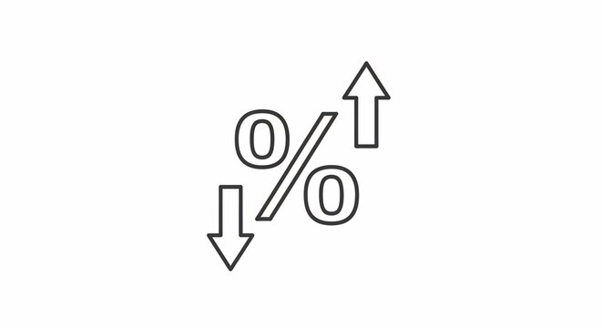 Arrows Up and Down Around Percentage Symbol - Economic Trend Indicator
