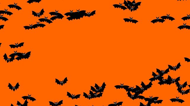 A dark and moody looping animation featuring flying bat silhouettes flapping their wings seamlessly, ideal for horror aesthetics, wildlife themes, or mysterious backgrounds.